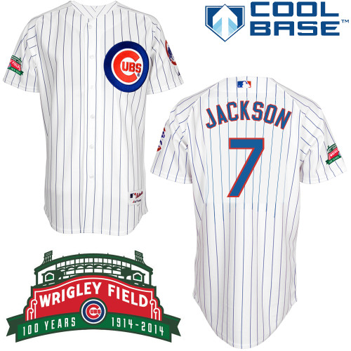 Brett Jackson #7 MLB Jersey-Chicago Cubs Men's Authentic Wrigley Field 100th Anniversary White Baseball Jersey
